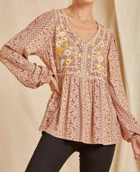 Andree By Unit - Shimmery Floral Paisley Embroidered Top