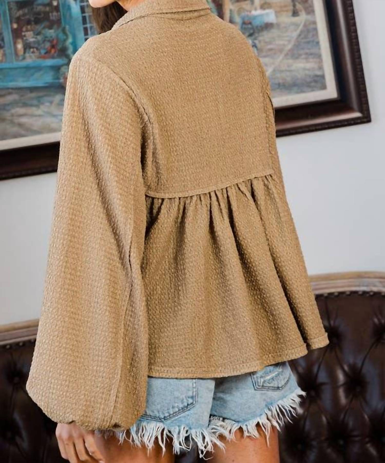 Bucketlist - Ramona Collared Split Neck Pleating Top