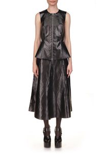 Marina Moscone - Coated Canvas A-line Skirt