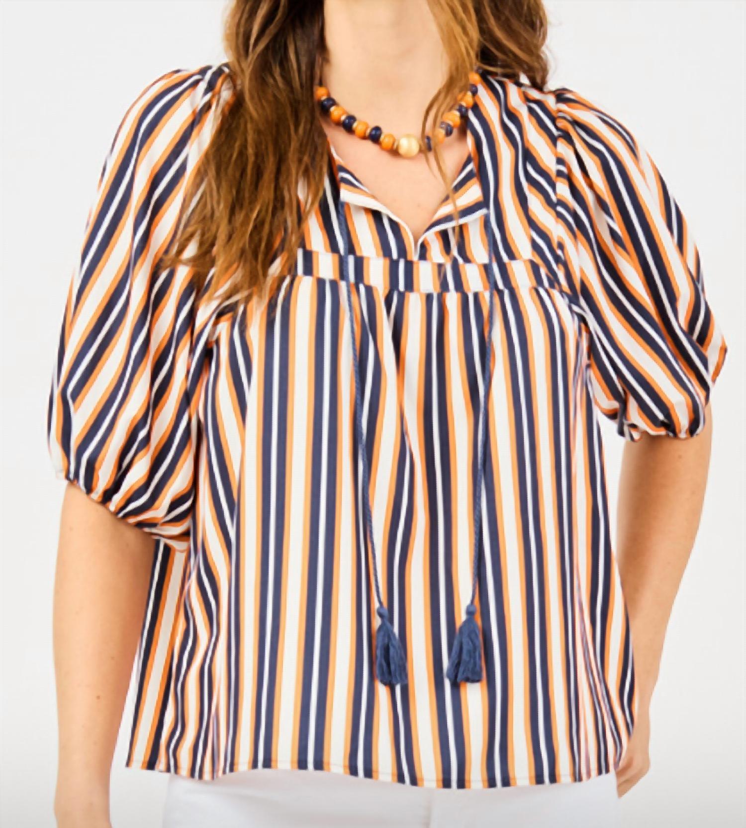 Mary Square Go Fight Win Blouse in blue - women's blouse