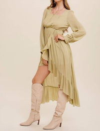 Listicle - High Low Ruffled Wrap Style Maxi Dress