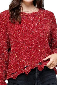 Sweet Generis - Chenille Popcorn Distressed Crop Sweater