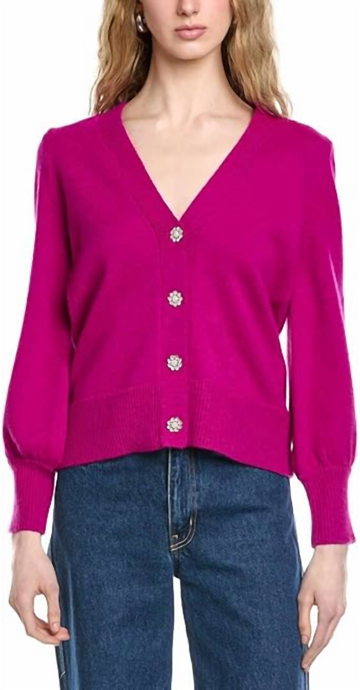 Joseph Ribkoff - Sweater Knit Cardigan With Puff Sleeves