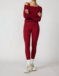 MPG Sport Ribbed Leggings in merlot - women's pants