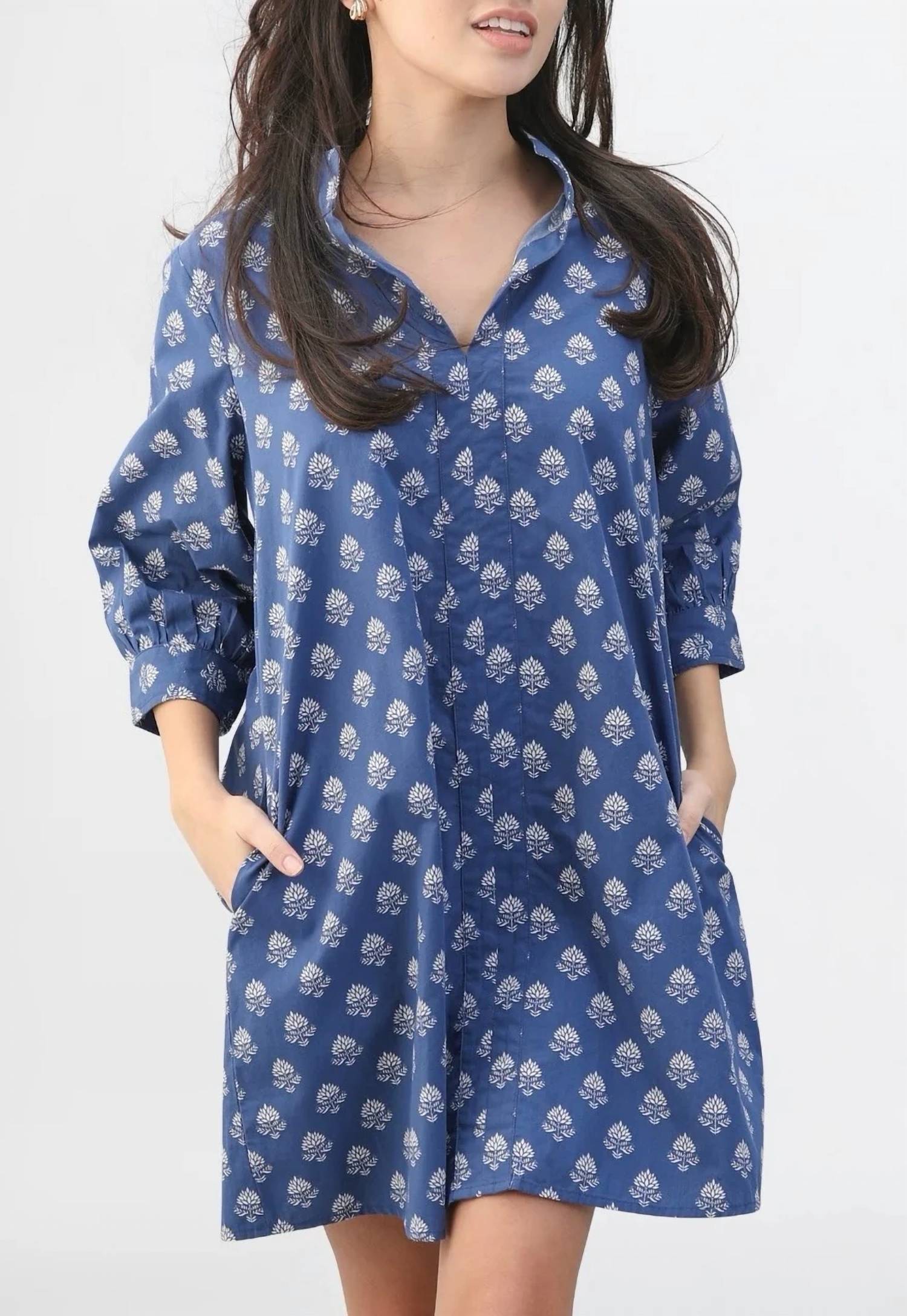 Navybleu - Campbell Leaf Print Dress
