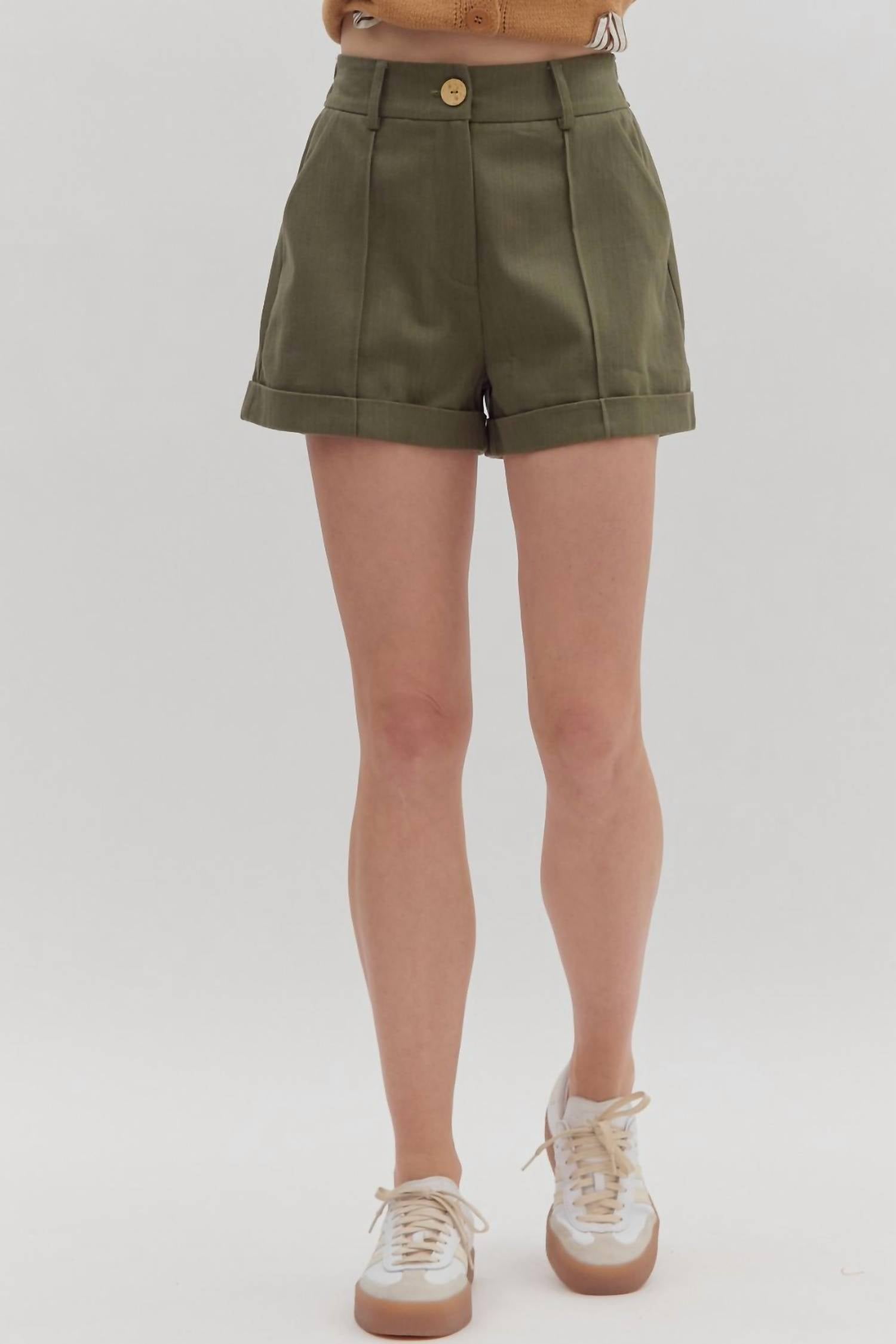 Entro - Nellie High-waist Rolled Cuff Shorts