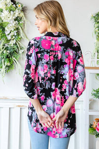 Heimish Usa - Mandarin Collar Floral Top