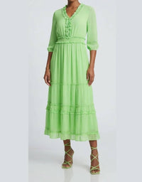 Nicole Miller - Smocked Waist Tiered Maxi Dress