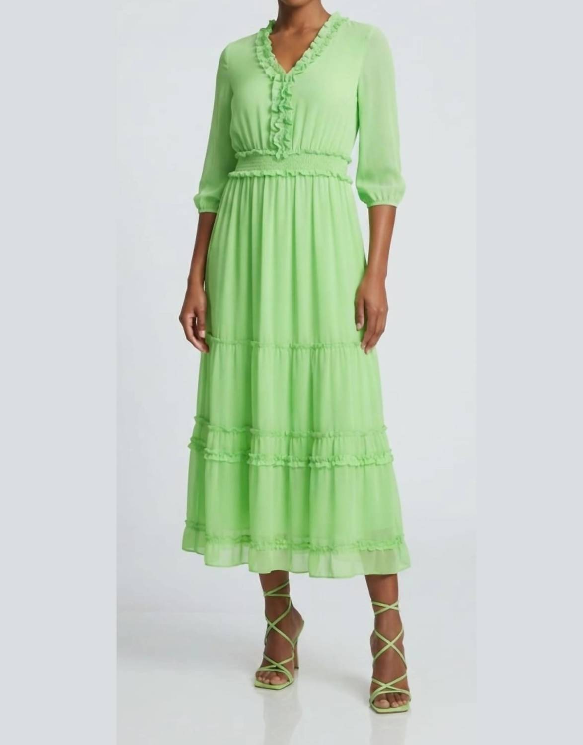 Nicole Miller - Smocked Waist Tiered Maxi Dress