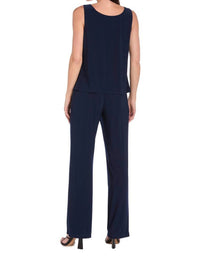 R&M Richards - Glitter Embroidered Pant Suit With Pearl Neckline