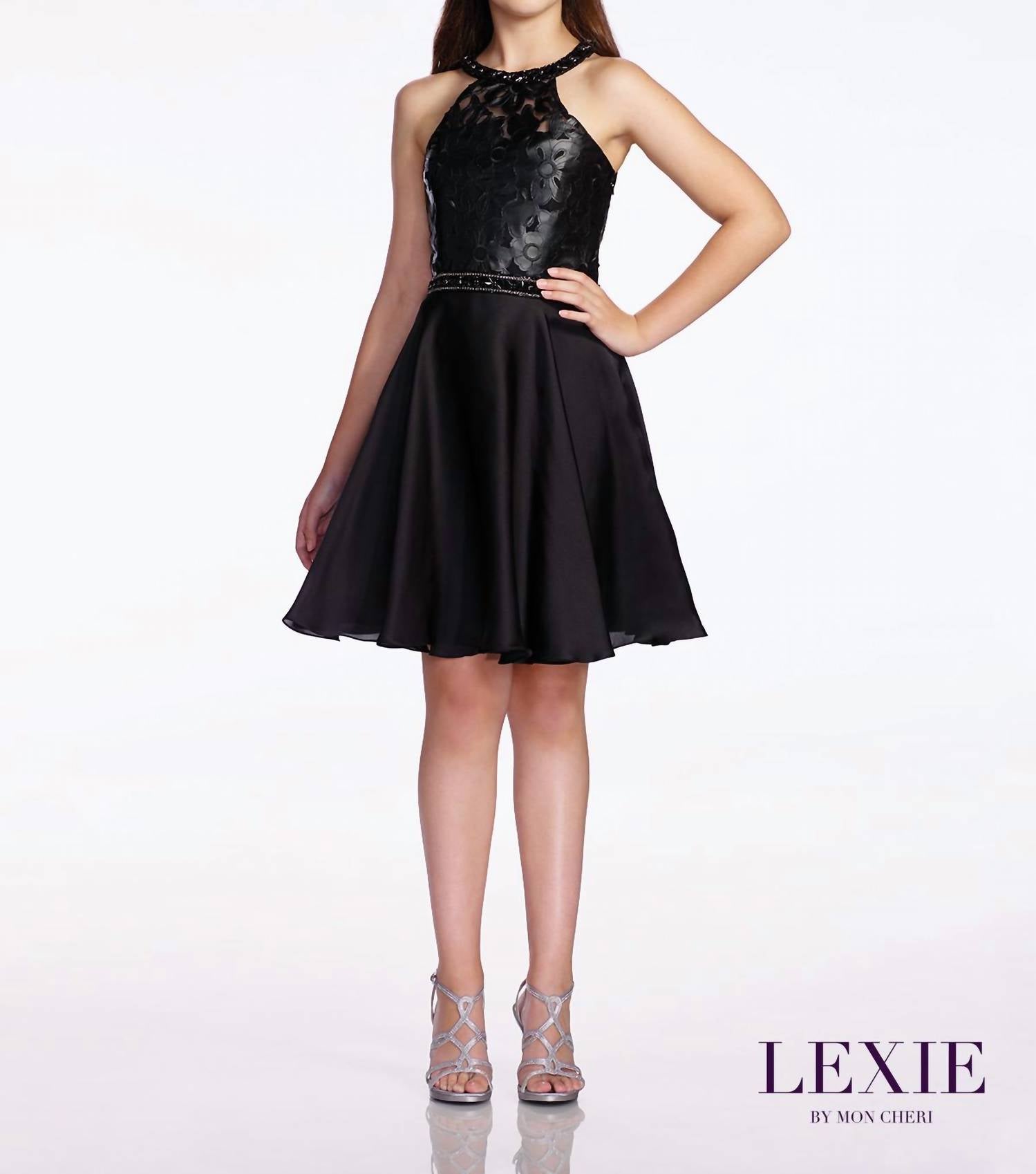 Social Occasions By Mon Cheri - Lexie Mon Cheri Tween Floral Applique Dress Black