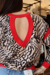 Fate - CONTRAST RIBBING DETAIL OPEN BACK SWEATER