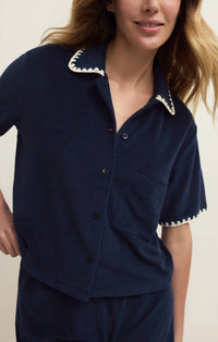 Z Supply Miles Loop Terry Shirt in eclipse - women's t-shirt - alternate view