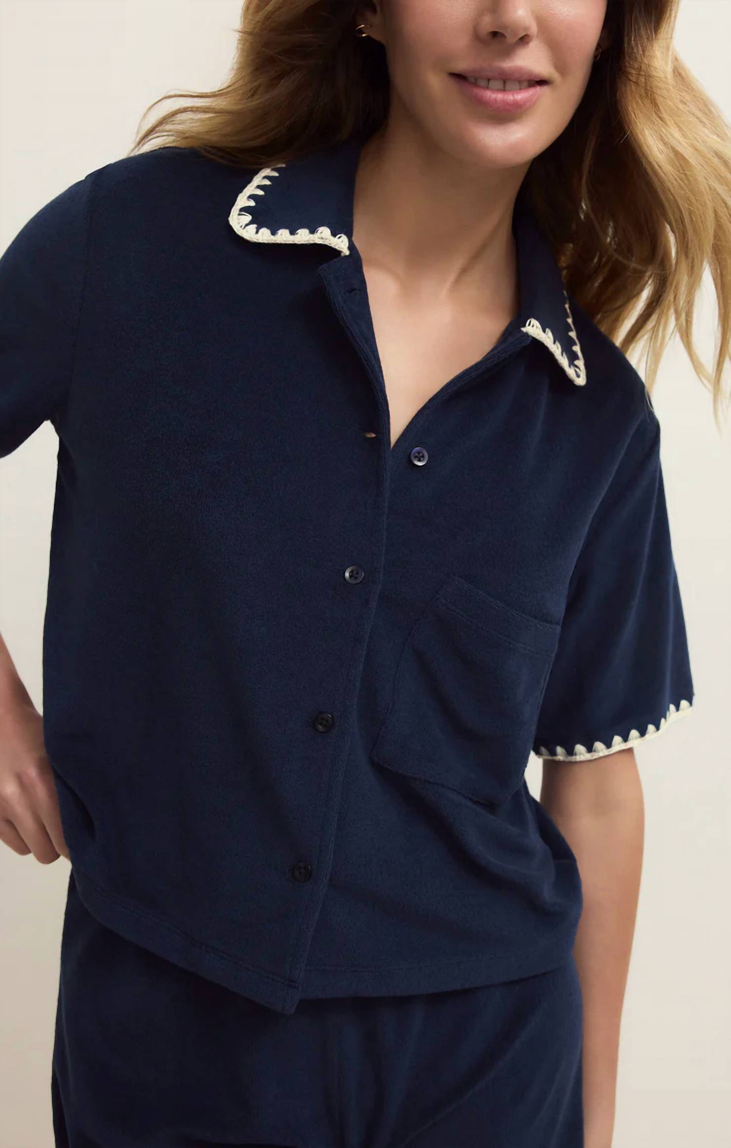 Z Supply Miles Loop Terry Shirt in eclipse - women's t-shirt - alternate view