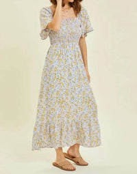 Faire - Floral Smocked Midi Dress