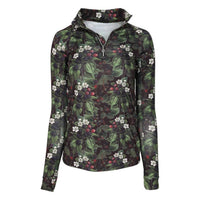 DAPPLEBAY Women's Quarter Zip Shirt in blackberry daze - women's long sleeve top