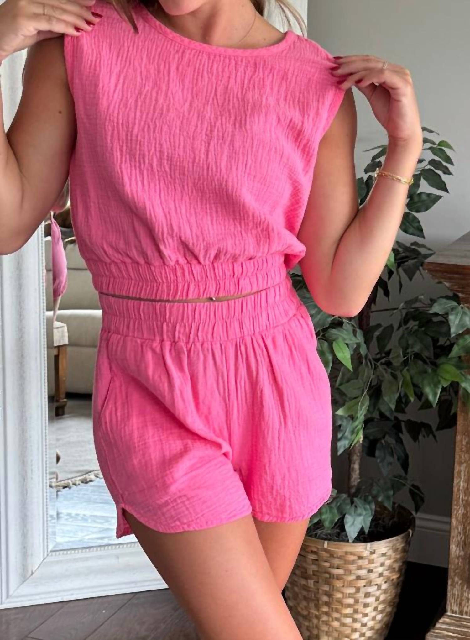 Bobi - Elastic Waist Pocket Beach Short