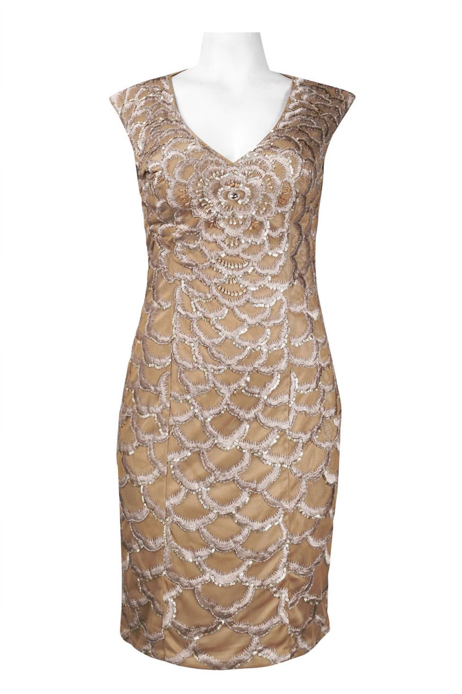Sue Wong - Cap Sleeve Embroidered Scalloped Dress