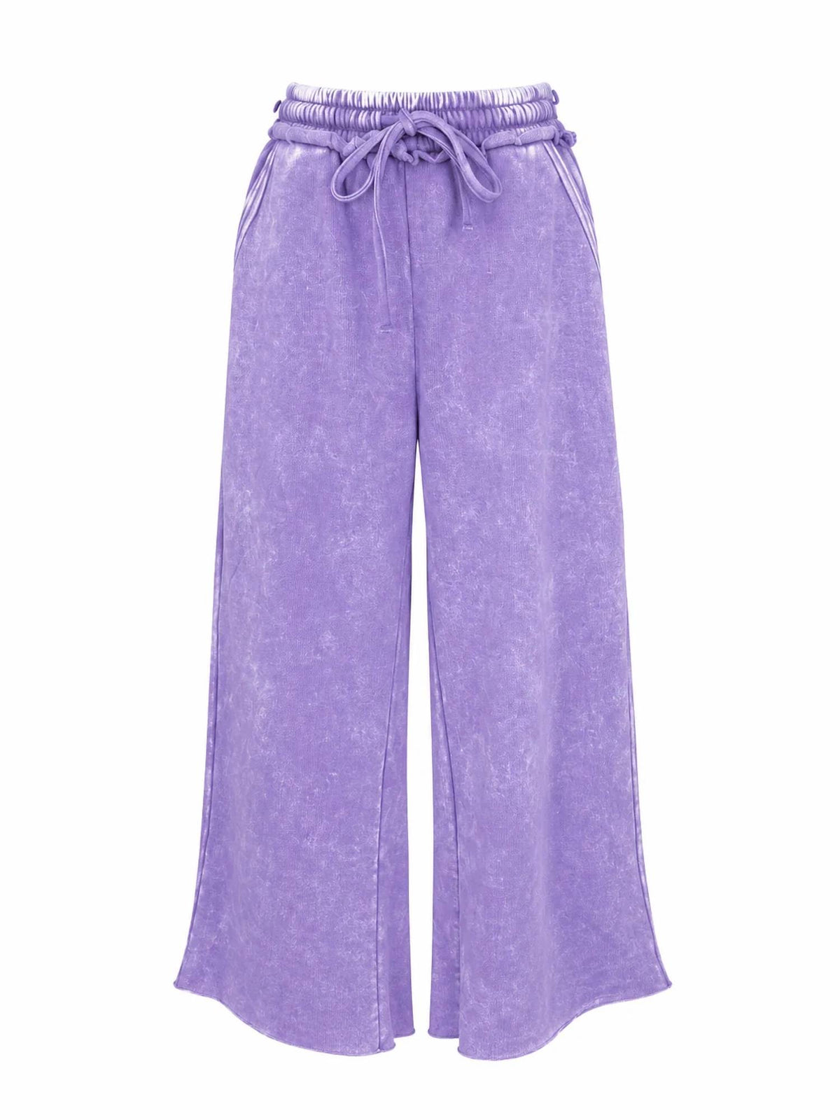Zenana - Women's Acid Wash Fleece Palazzo Sweatpants