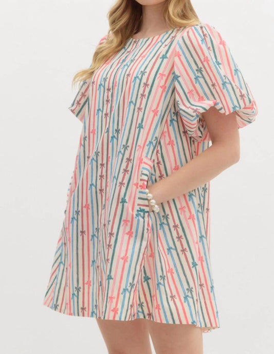 Entro - Stripe Bow Swing Dress