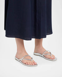Pedro Garcia - Women's Belany Metallic Leather Flat Slide Sandals