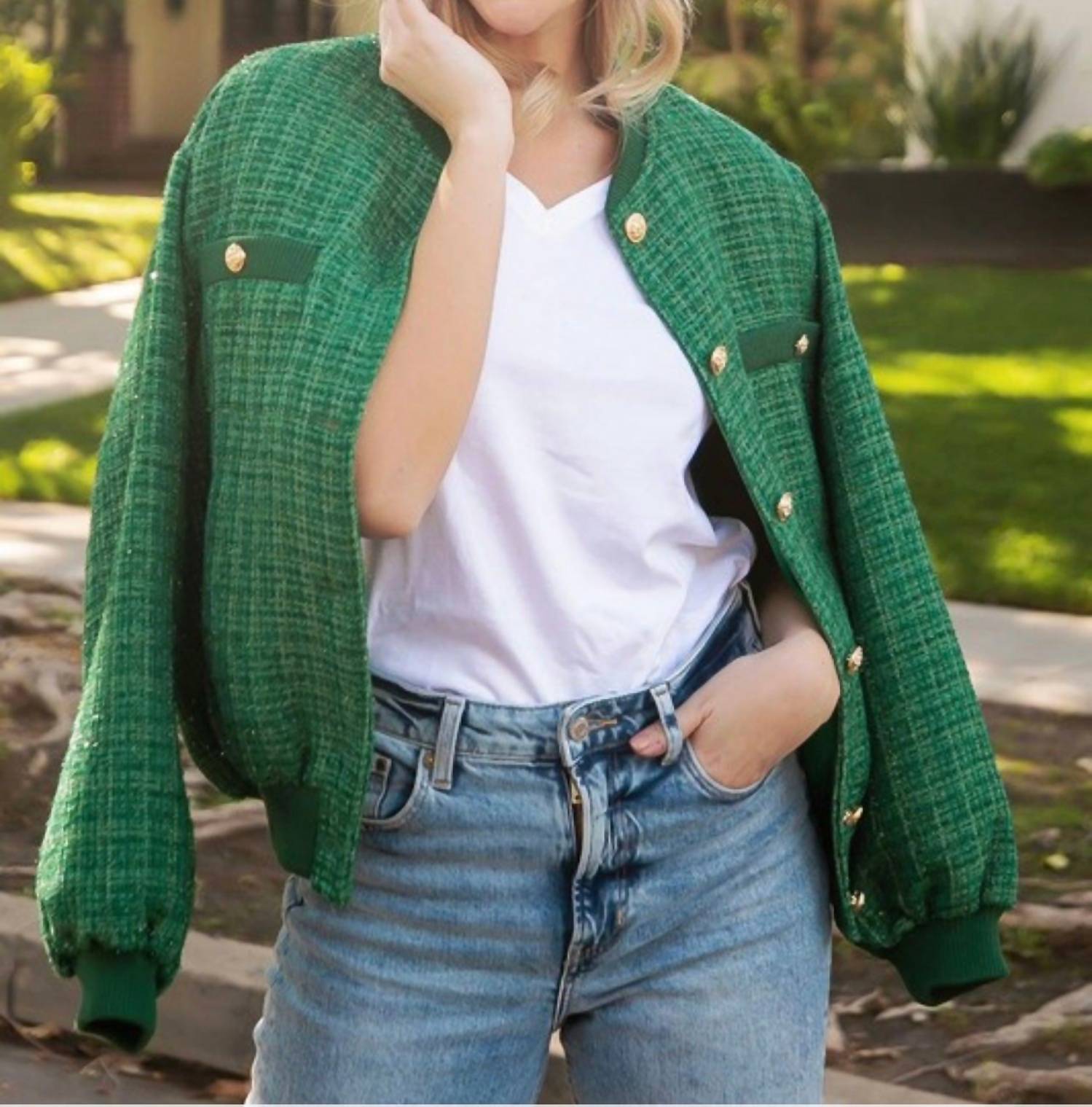 Strut & Bolt - Metallic Tweed Bomber Jacket