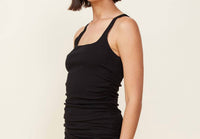 MONROW Rib Square Neck Tank in black - women's tank top - detail view