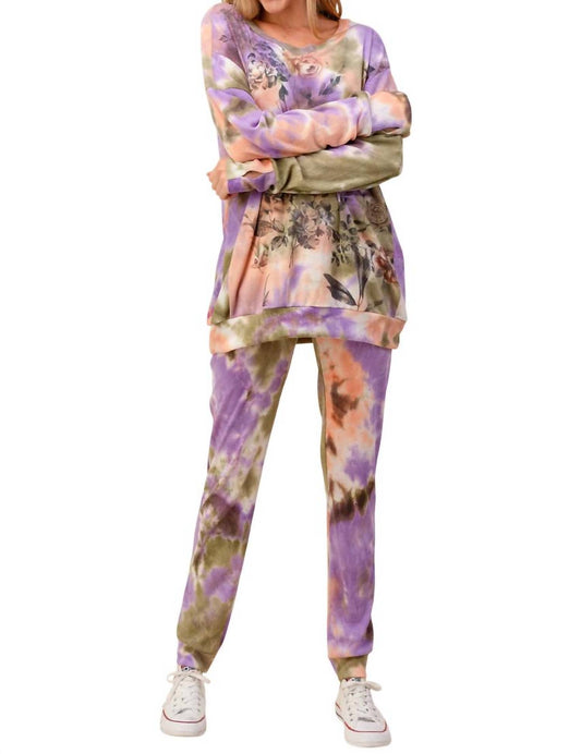 Blumin - Floral Tie Dye Jogger Set - PLUS