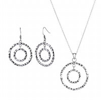 Gold & Honey - Women's Circle Drop Hoop Earrings And Pendant Necklace Set