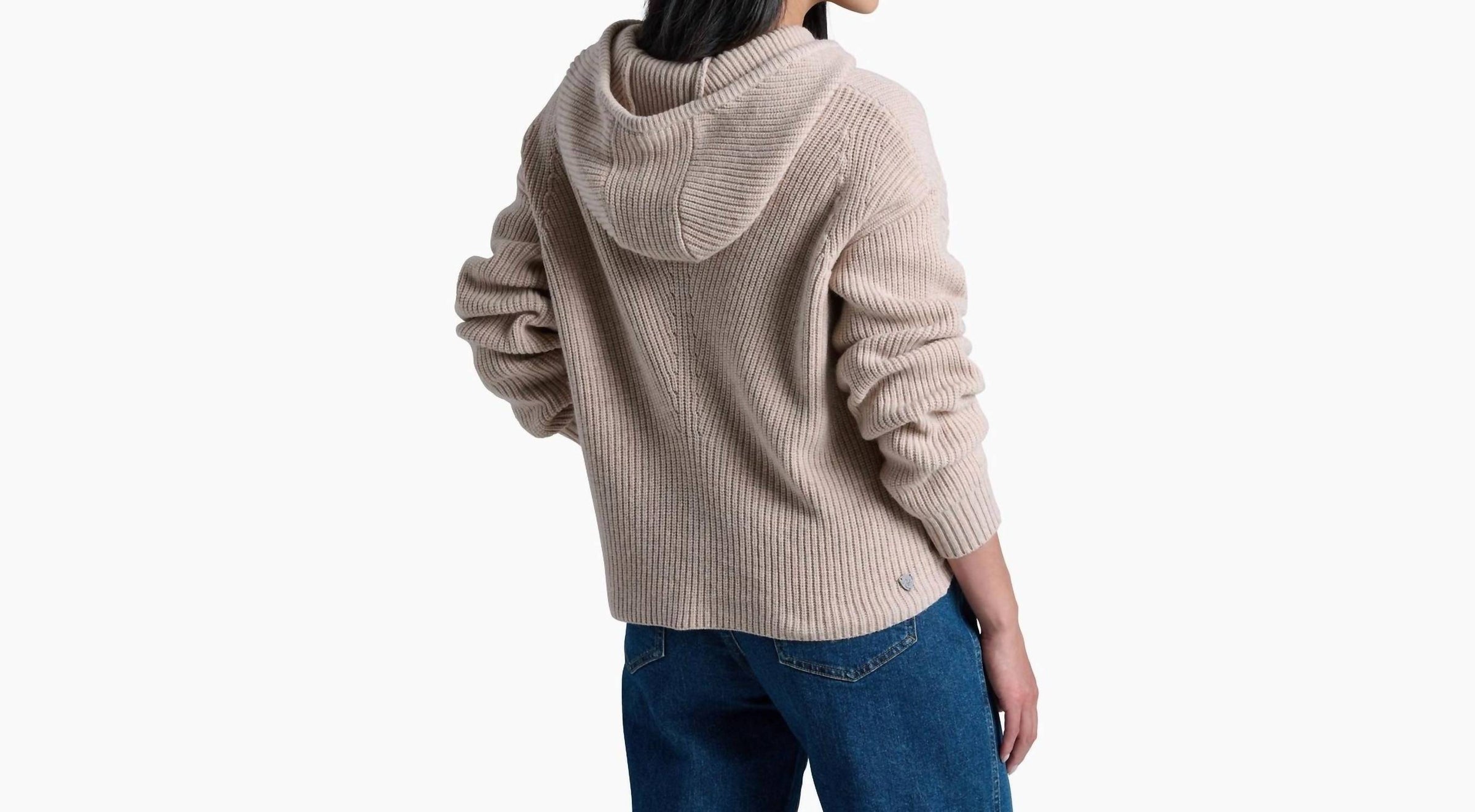 KUHL Fireside Sweater Hoody in natural - women's top - detail view