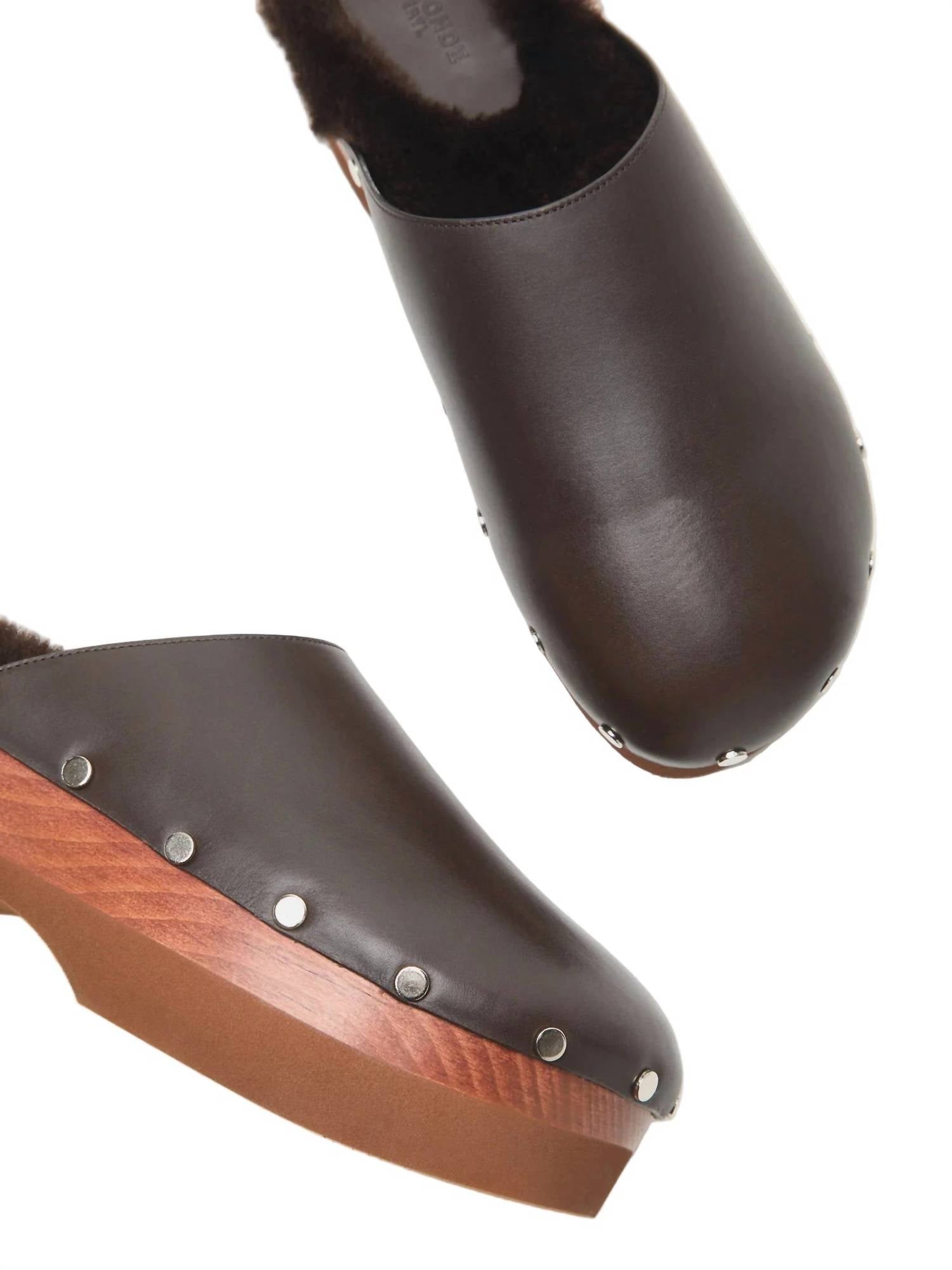 Le Monde Béryl - Women's Agnes Shearling-lined Leather Clogs