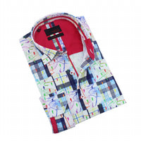 Eight X - Umbrellas And Plaid In Colorful Rain Drops Button Down Shirt