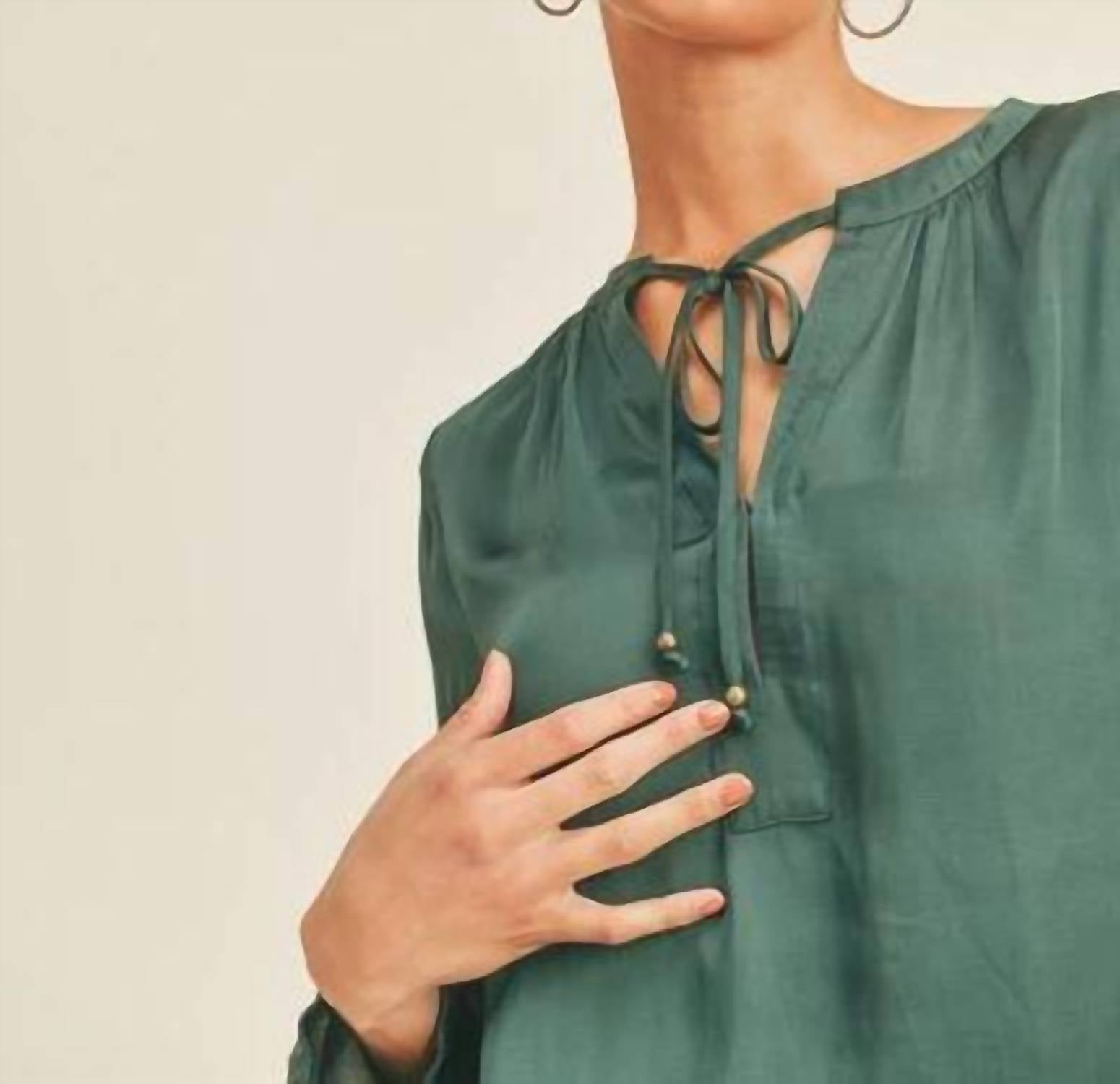 Reset By Jane - Long Sleeve Neck Tie Blouse
