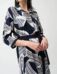 Joseph Ribkoff - Geometric Print Midi Shirt Dress