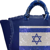 Hipchik - Women's Israel Flag Canvas Fringe Tote Bag