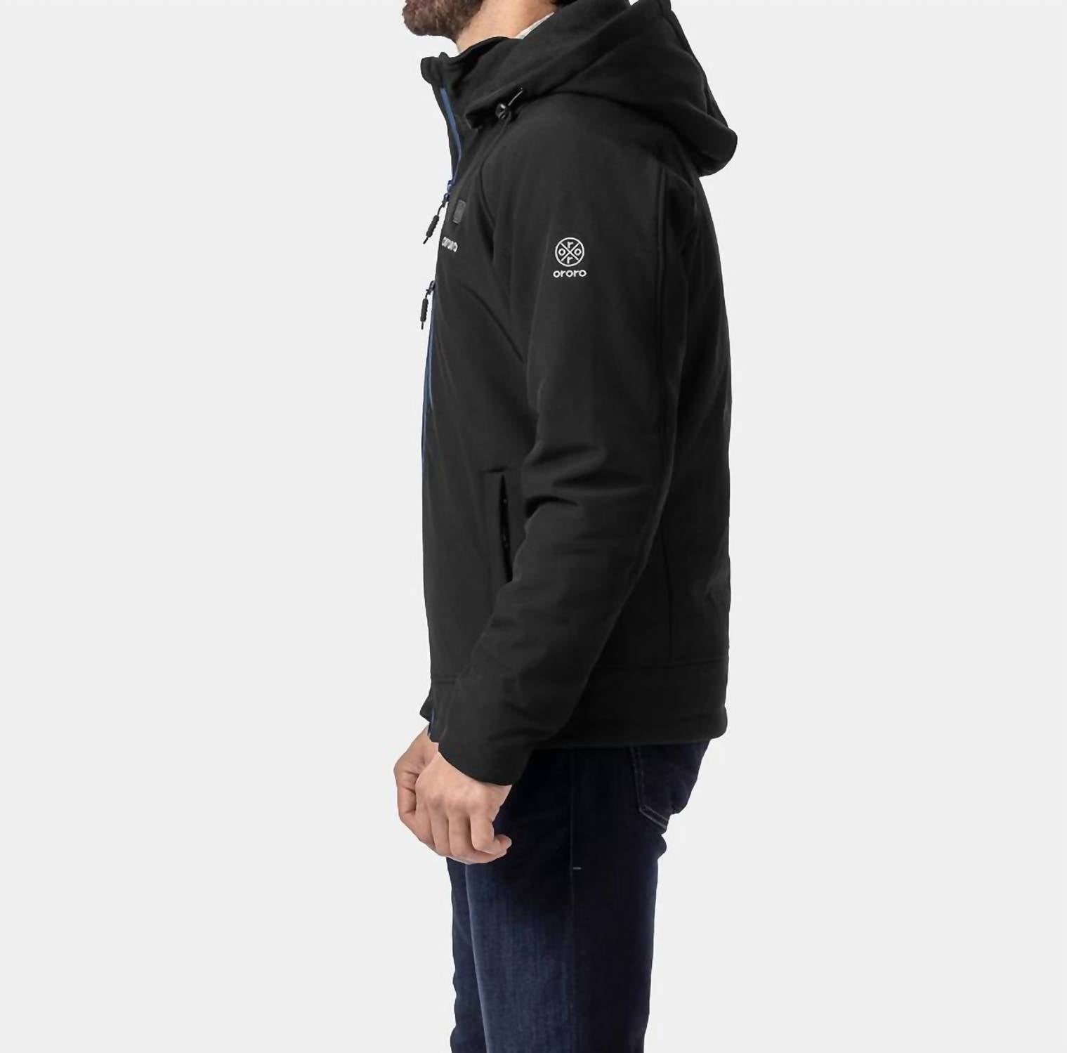 Ororo Men’s Classic Heated Jacket 2.0 in black blue - men's jacket - view 4