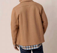 SOUTHERN TIDE Fairwood Quilted Knit Shacket in hazelnut khaki - men's jacket - detail view