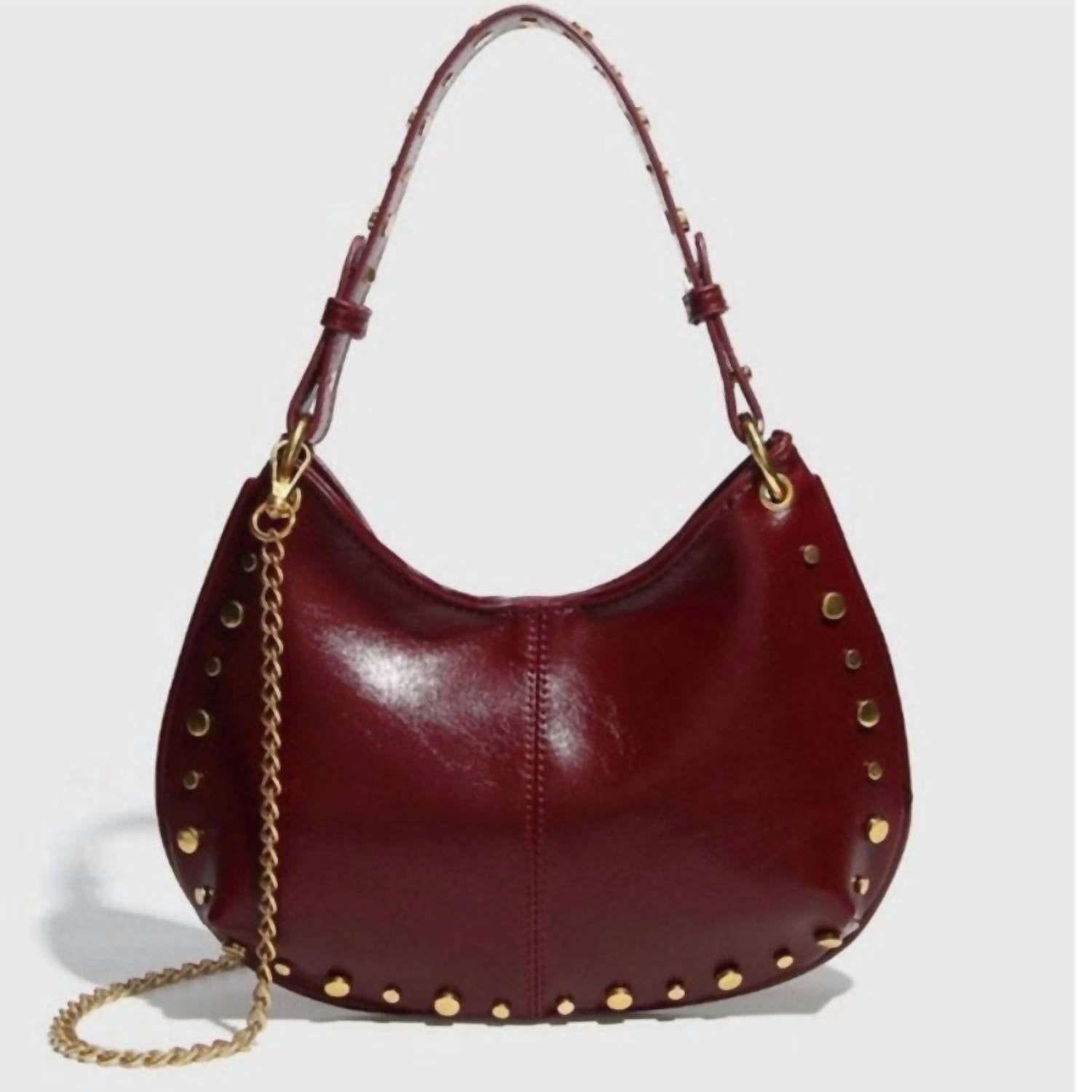 Dipped Shop Women's Retro Studded Chain Strap Shoulder Bag in dark red - women's bag
