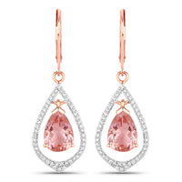Diana M Jewels Women's Pear Natural Pink Morganite Stud Earrings (3.63 Ct) - Signature Plus in 14k rose gold - women's jewelry
