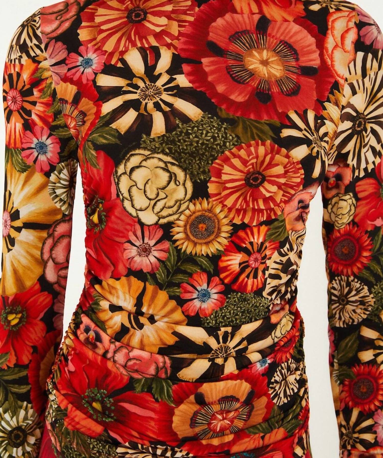 Farm Rio - Flowershop Ruched Waist Jersey Blouse