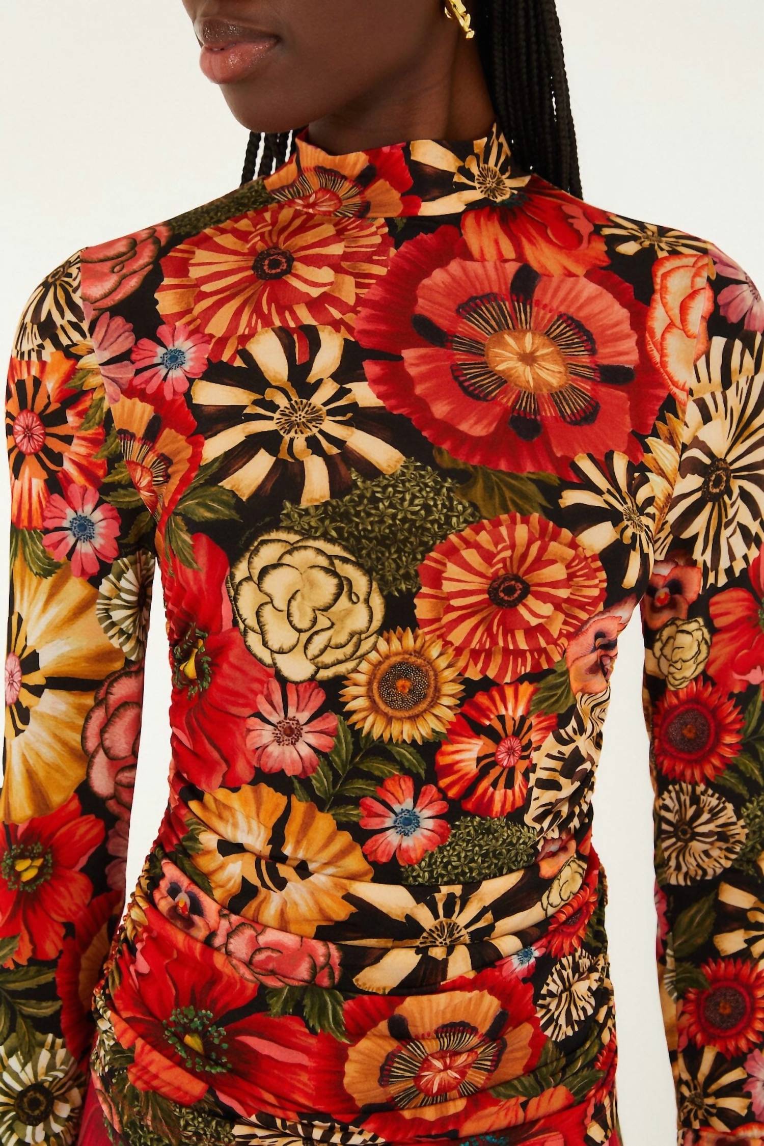 Farm Rio - Flowershop Ruched Waist Jersey Blouse