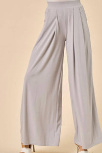 Saints & Hearts - Heather Ribbed Top And Wide Leg Pants Set