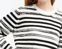 Barrie Striped Cashmere Cotton Round Neck Jumper in black - women's sweater - view 5