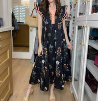 Umgee - Mix Floral Tiered Ruffle Midi Dress