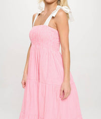 Meet Me In Santorini - Sutton Striped Midi Dress With Tie Straps