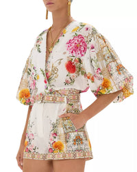 Camilla - Tie Front Puff Sleeve Top