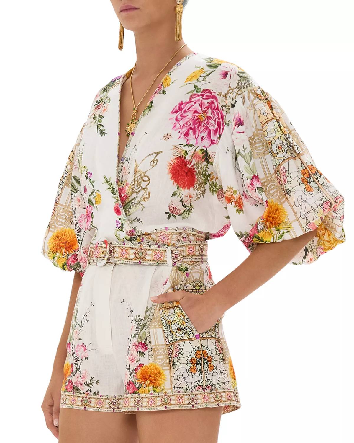 Camilla - Tie Front Puff Sleeve Top