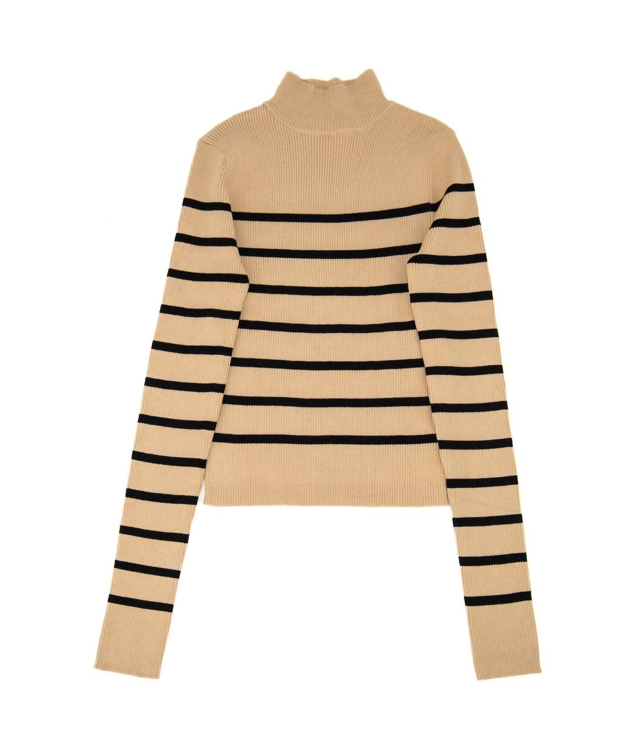 8apart Junior Women's Dara Striped Sweater in tan black - women's sweater