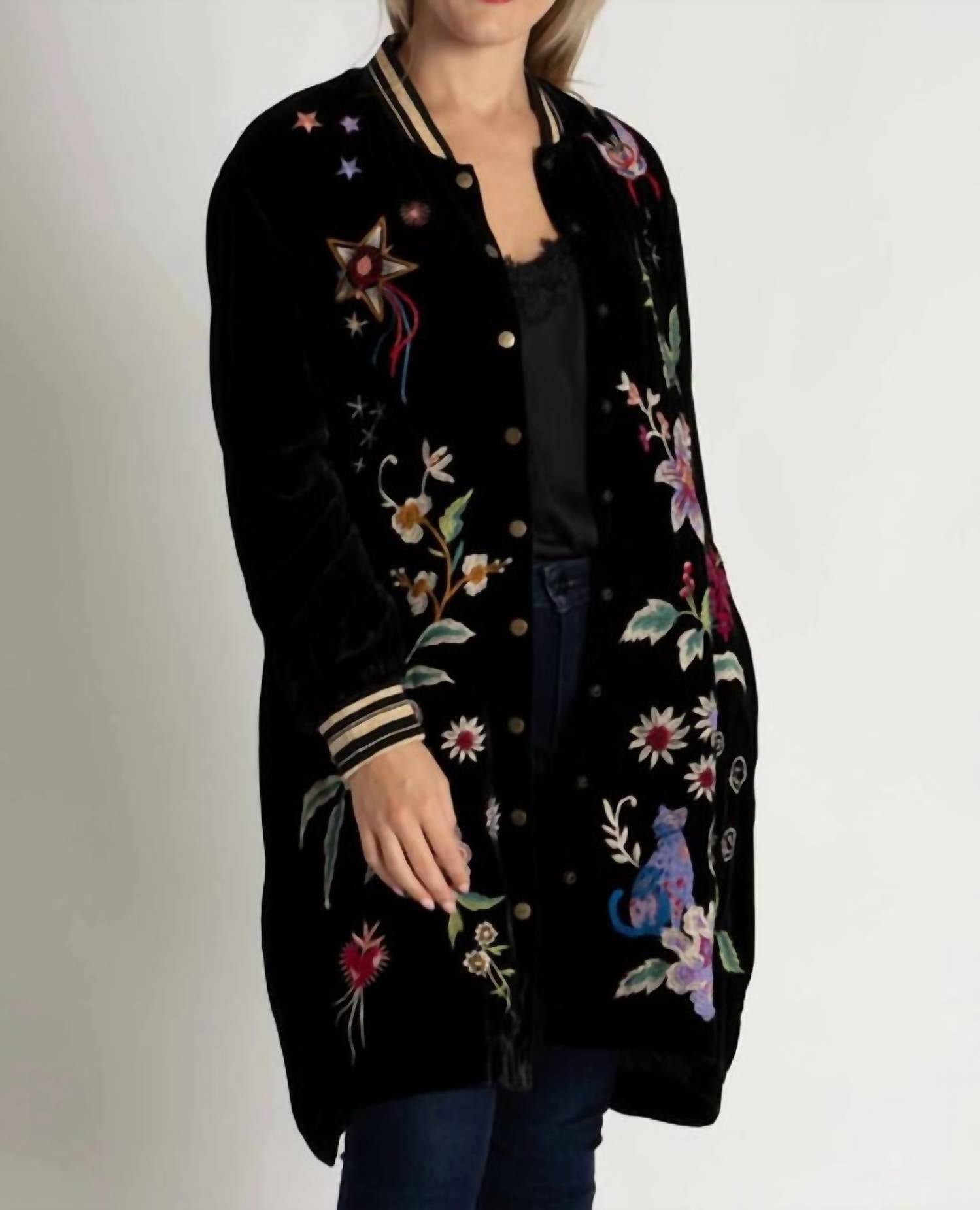 Johnny Was - LONG VELVET BOMBER JACKET COLETTE