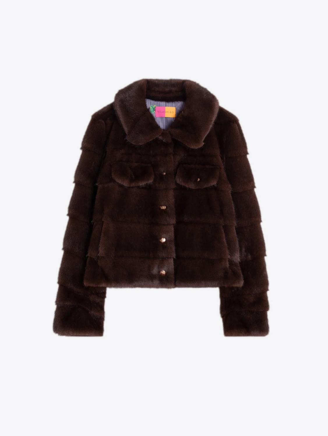 Vilagallo - Faux Fur Textured Stripe Jacket